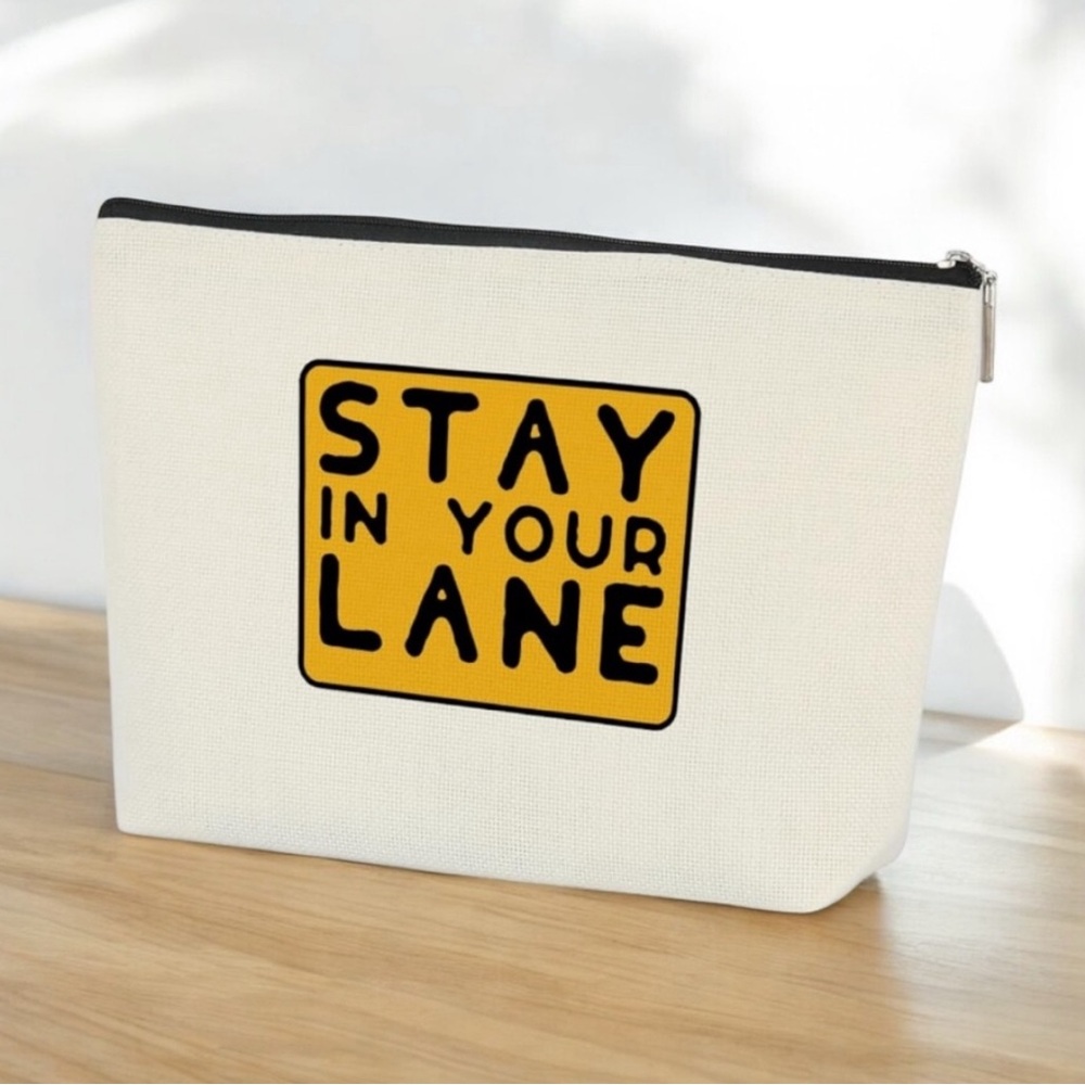 Stay in Your Lane Waterproof Cosmetic Bag, NWT - Picture 2 of 2
